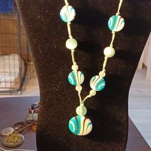 Turquoise, Black and White Necklace